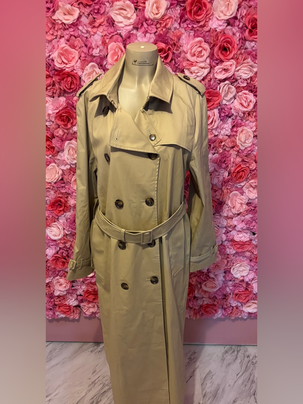 Quince Tan Double-Breasted Trench Coat with Belt